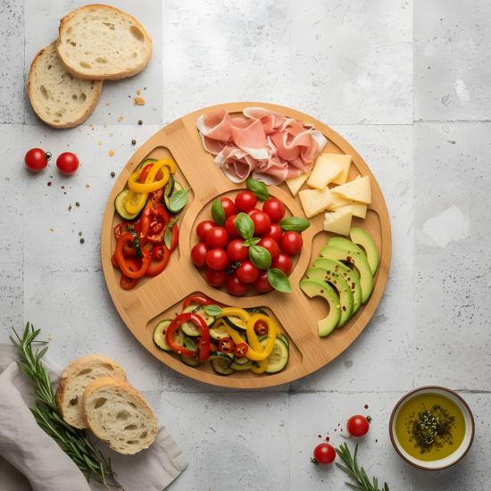 Wooden Rotating Five-Section Serving Platter